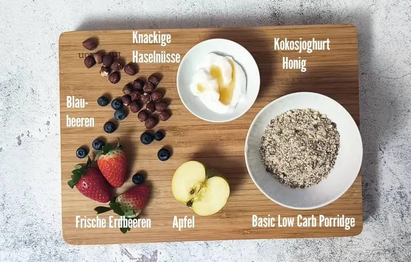 Zutaten für den Low-Carb Porridge