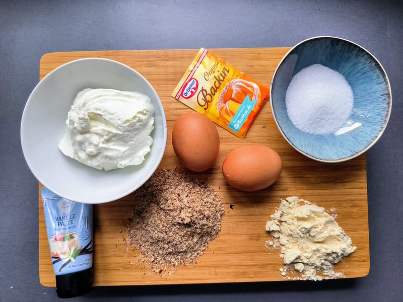 Zutaten für die Low-Carb Waffeln