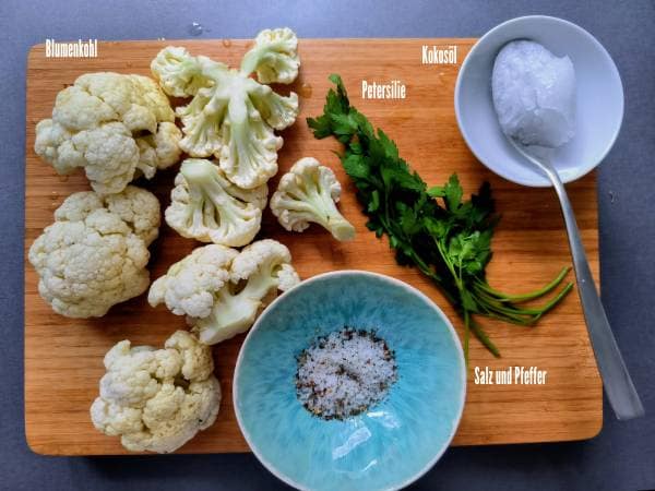 Zutaten für Blumenkohl-Reis